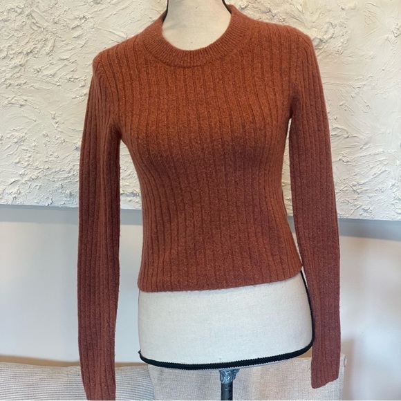 Madewell Women's Readfield Pullover Sweater Rust Orange Wool Sz S NI058 - Picture 2 of 9